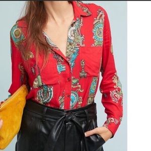 Anthropologie Meave Red shirt Size 2p